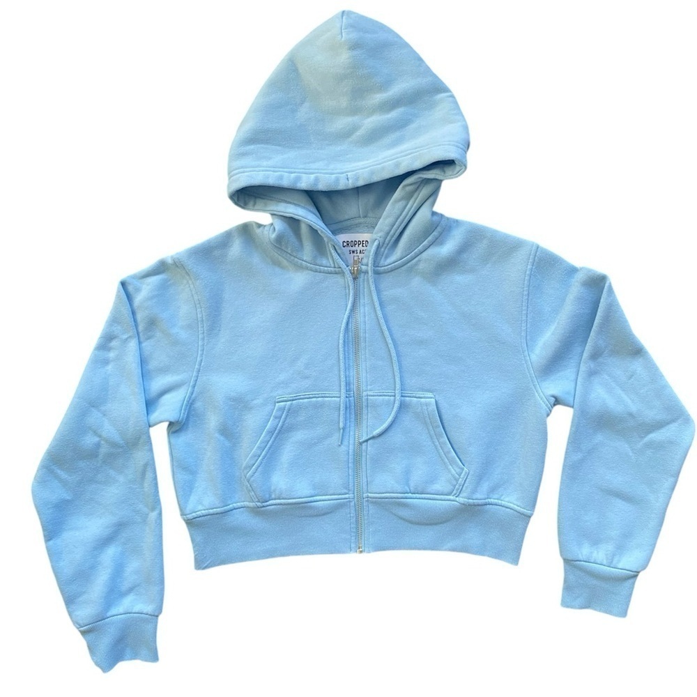 SWS Active Light Blue Cropped Zip Hoodie Small
